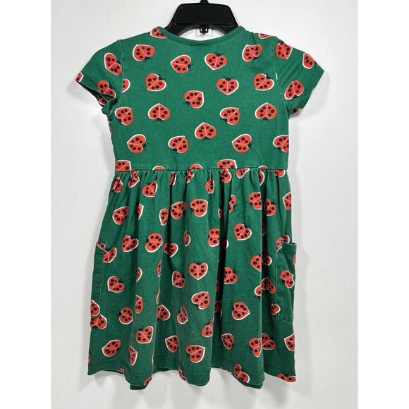 Hannah Anderson Green Ladybug Playground Dress Size 8 130cm Hearts Pockets - Picture 4 of 4